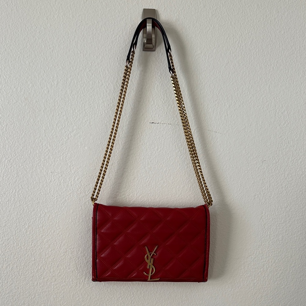 Yves Saint Laurent Burgundy Quilted Crossbody Bag - Picture 6 of 6